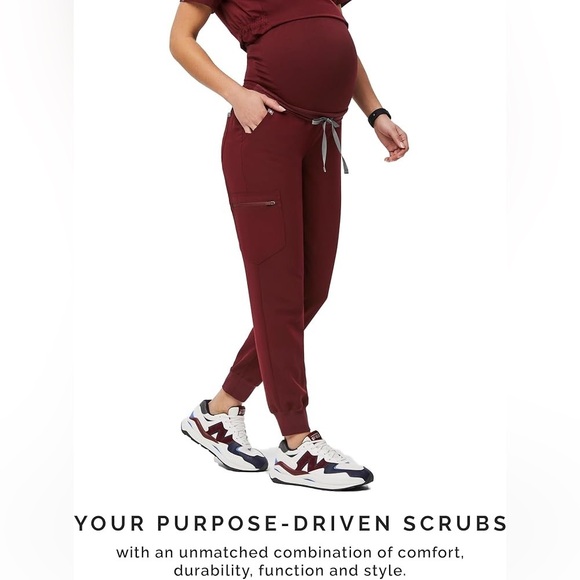 FIGS Burgundy Maternity Jogger Scrub Pants Size XXL - Picture 5 of 16